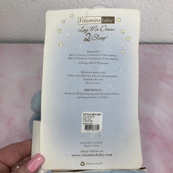 NWT Vitamins Baby lovey security blanket blue elephant set of two 2012 rare - Picture 5 of 10